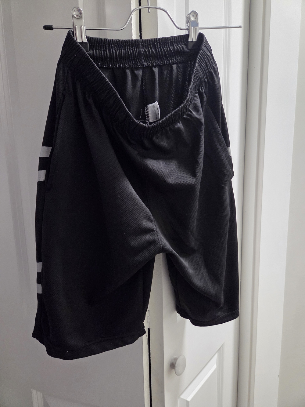 Essentials Black Athletic Shorts with Side Stripes